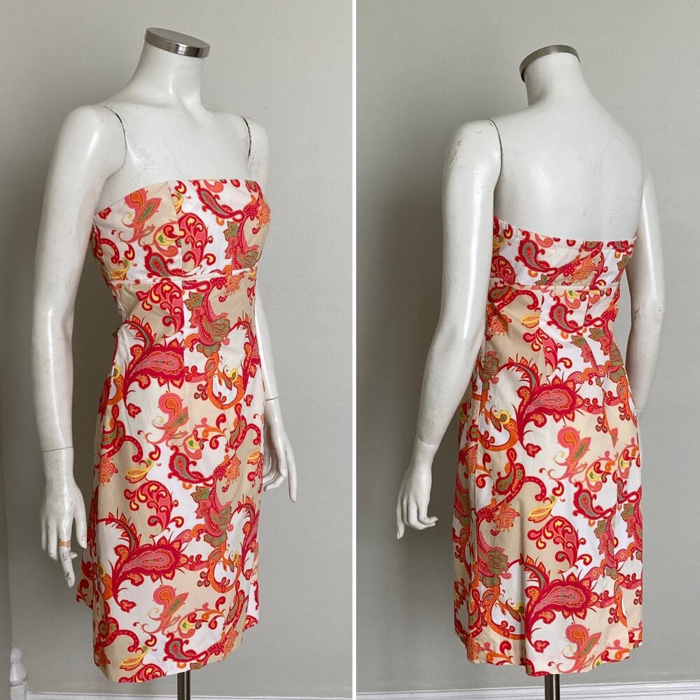 Tommy Hilfiger Strapless Empire Sundress Bright Paisley Print Summer Dress 8